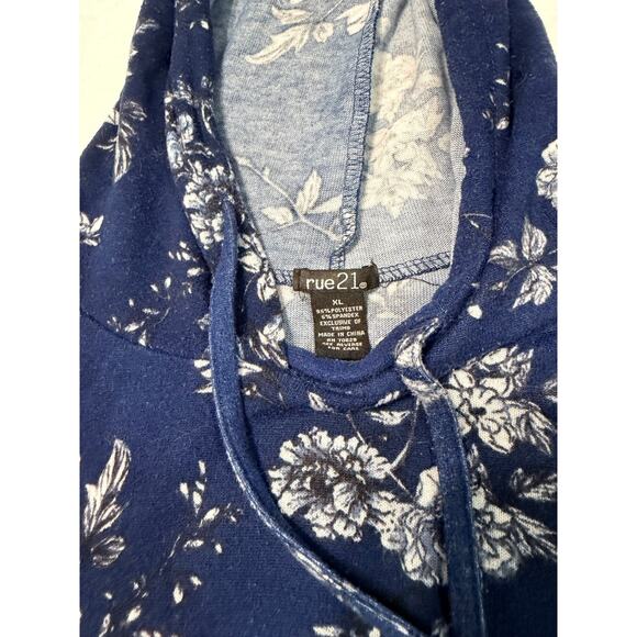 Rue21 Blue Floral Croptop Women's Hoodie XL - Picture 3 of 4